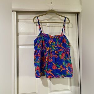 J. Crew Factory Top Plus Size‎ 18 Tie Back Strappy Top Floral Tropical Resort